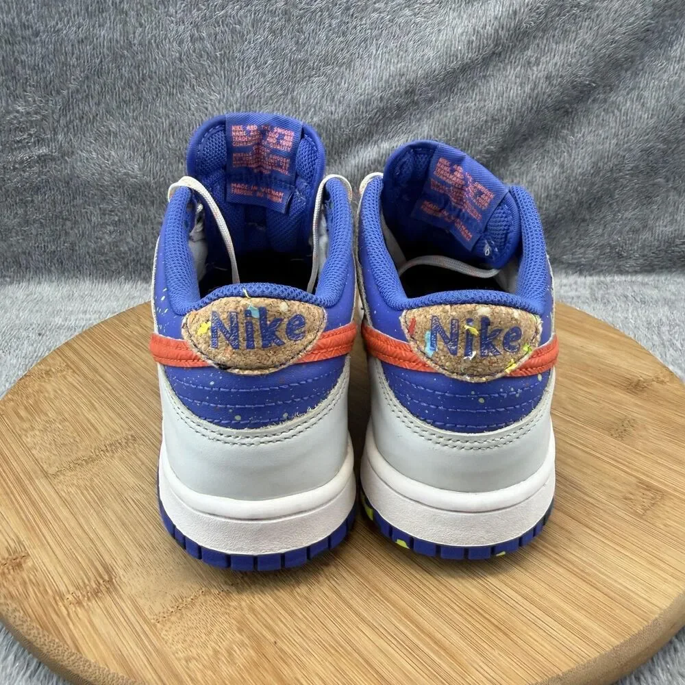 Nike Dunk Low Shoes Boys Size 5.5Y Blue Orange Speckle Sneakers HJ9233-025
